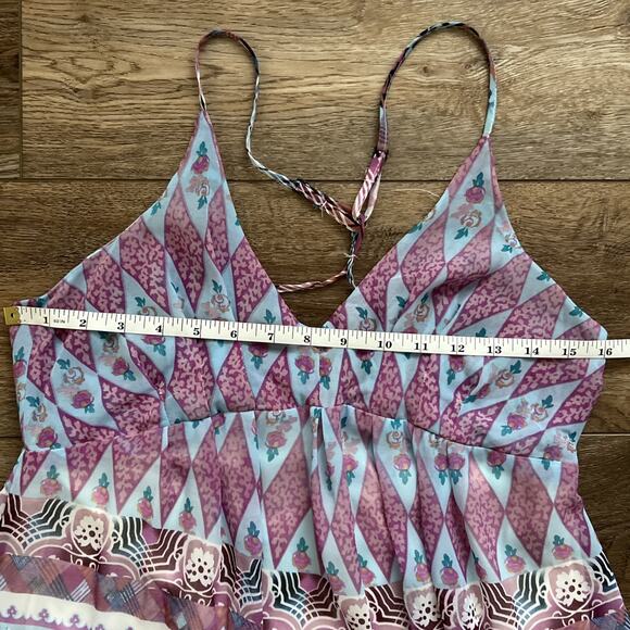 Anna Sui X O'Neill Maxi Dress Womens Med Purple Cloud Burst Chiffon Beachy Boho - Picture 7 of 12